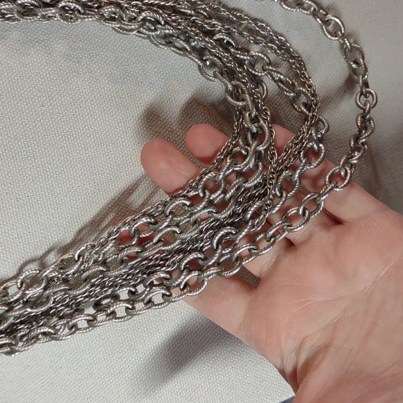 Muli Layered Silver Chain Link Necklace - Picture 5 of 5